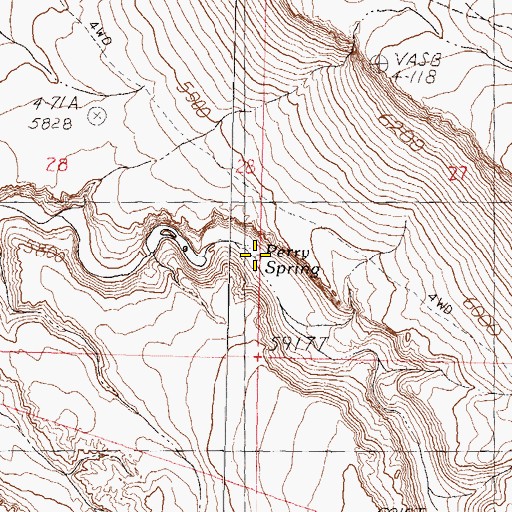 Topographic Map of Perry Spring, NV