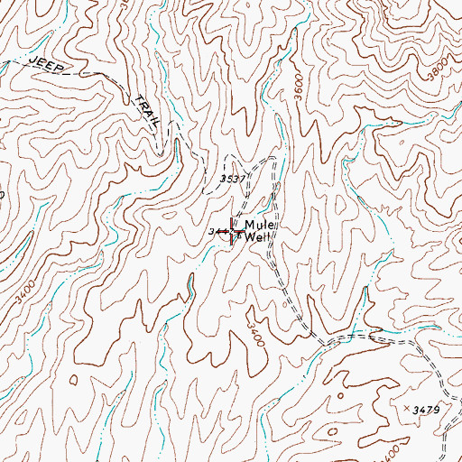 Topographic Map of Mule Well, AZ