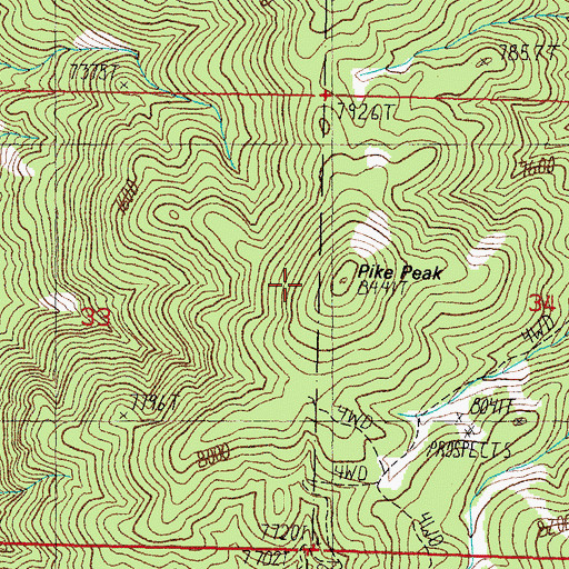 Topographic Map of Pike Peak, NV