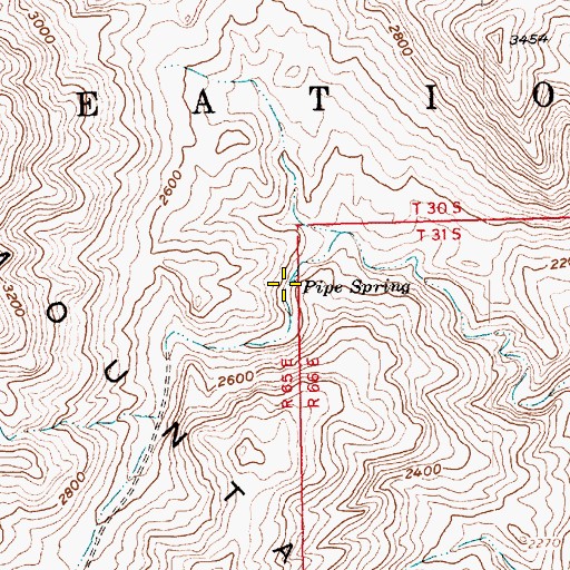Topographic Map of Pipe Spring, NV