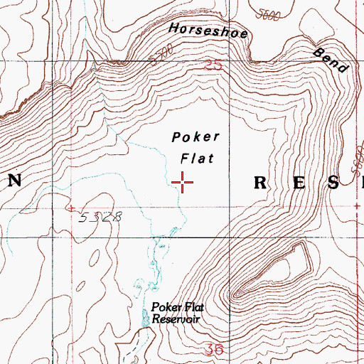 Topographic Map of Poker Flat, NV