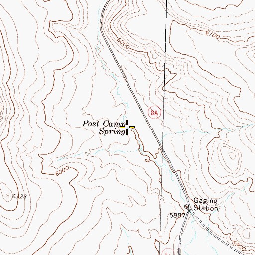 Topographic Map of Post Camp Spring, NV