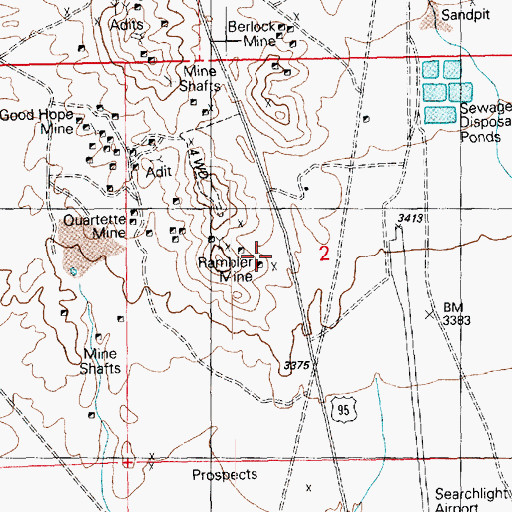 Topographic Map of Rambler Mine, NV