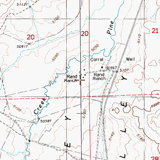 Topographic Map of Rand Ranch, NV