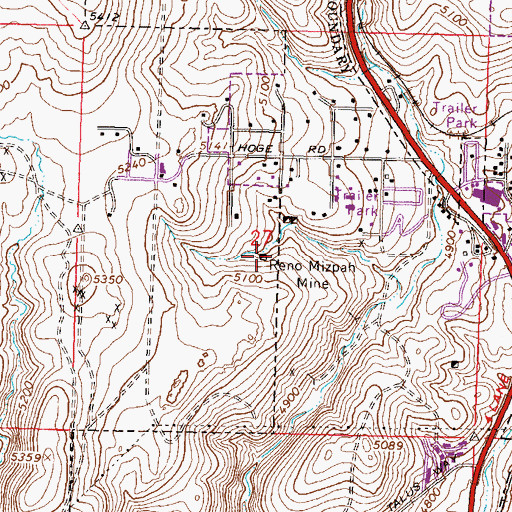 Topographic Map of Reno Mizpah Mine, NV