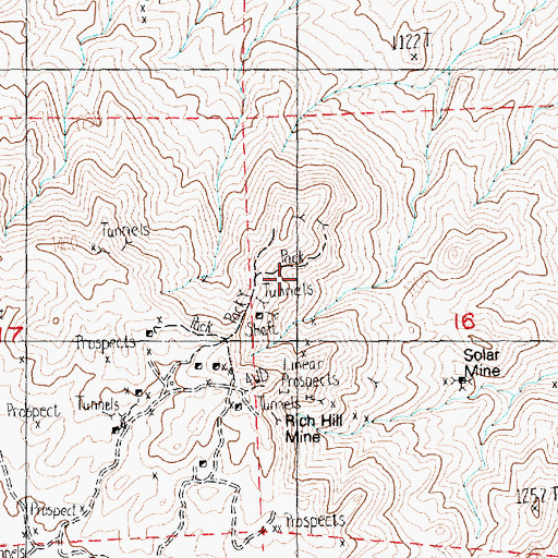 Topographic Map of Rich Hill Mine, NV