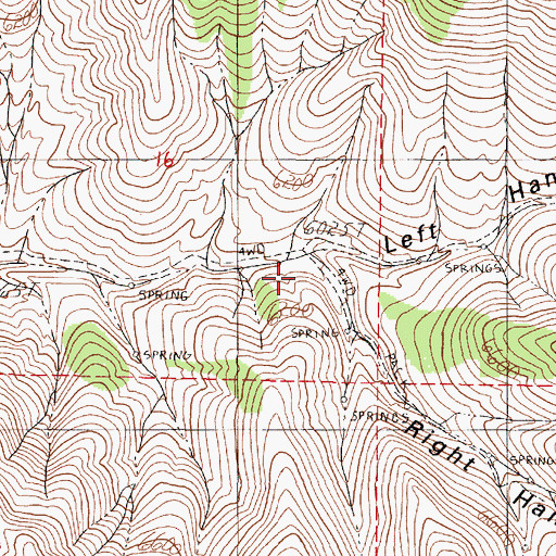 Topographic Map of Right Hand Inskip Canyon, NV