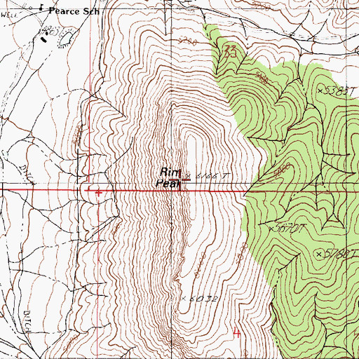 Topographic Map of Rim Peak, NV