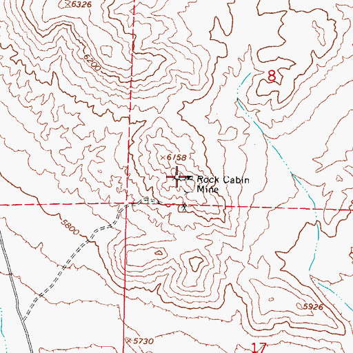 Topographic Map of Rock Cabin Mine, NV