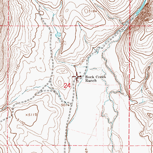 Topographic Map of Rock Creek Ranch, NV