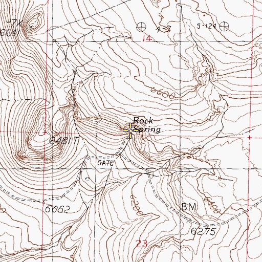 Topographic Map of Rock Spring, NV