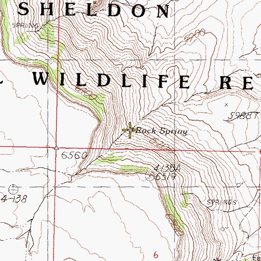 Topographic Map of Rock Spring, NV