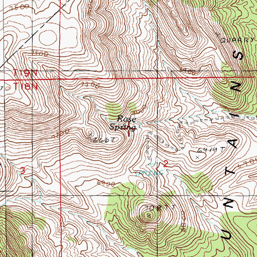 Topographic Map of Rose Spring, NV