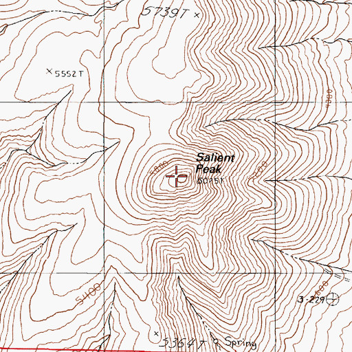 Topographic Map of Salient Peak, NV