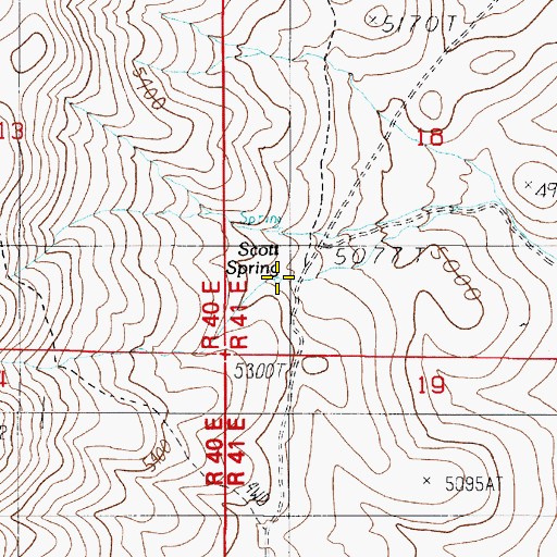 Topographic Map of Scott Spring, NV