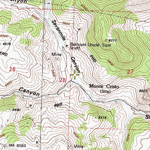 Topographic Map of Sevenmile Canyon, NV