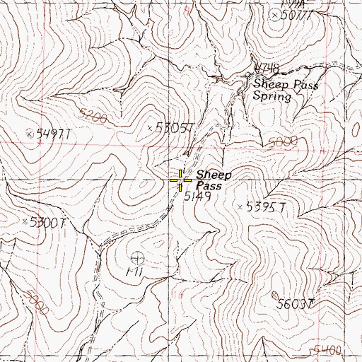 Topographic Map of Sheep Pass, NV