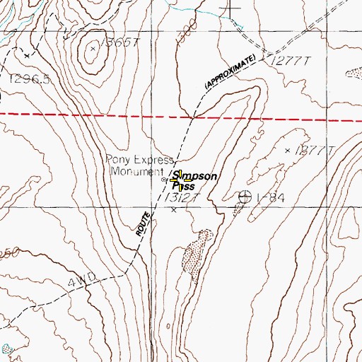 Topographic Map of Simpson Pass, NV