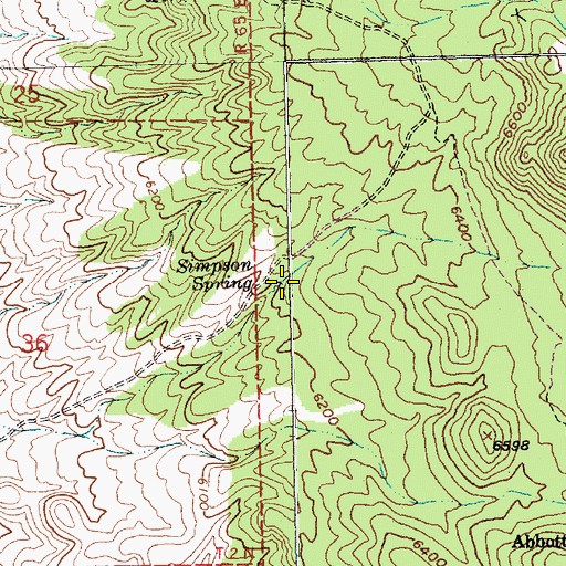 Topographic Map of Simpson Spring, NV