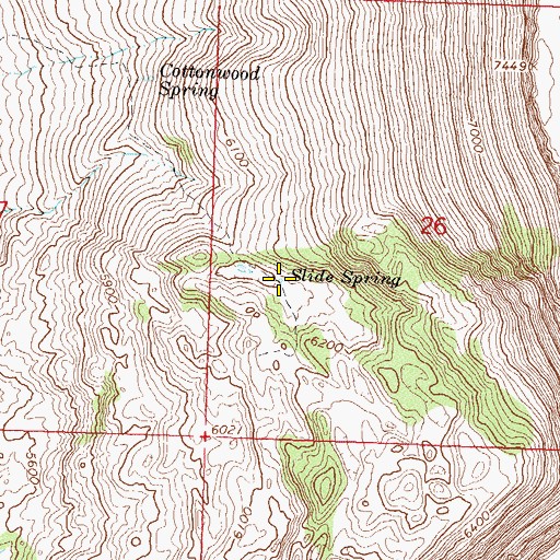 Topographic Map of Slide Spring, NV