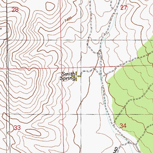 Topographic Map of Smith Spring, NV