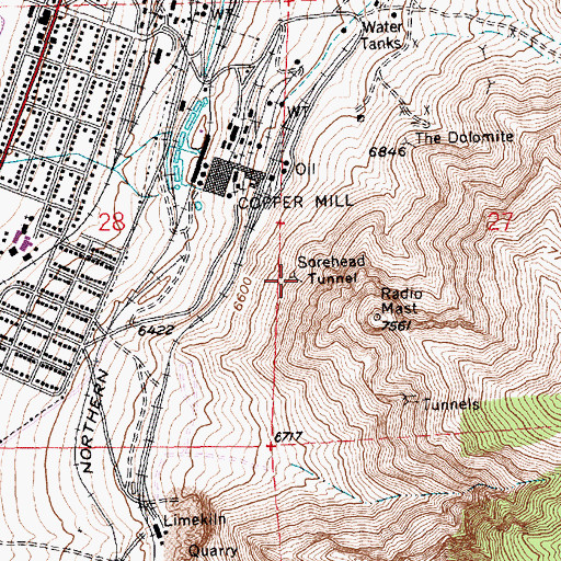 Topographic Map of Sorehead Tunnel, NV