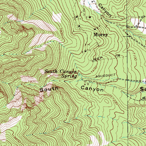 Topographic Map of South Canyon Spring, NV