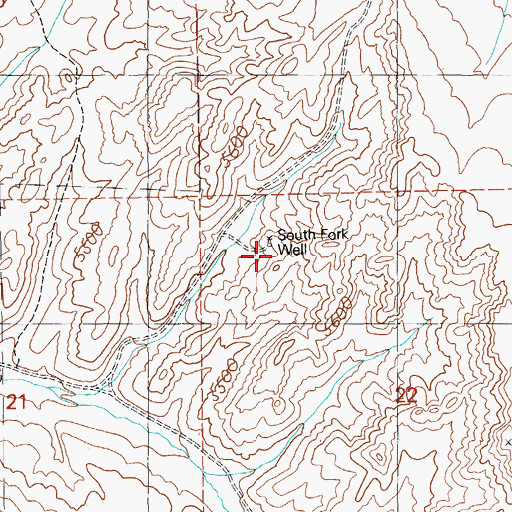 Topographic Map of South Fork Well, NV