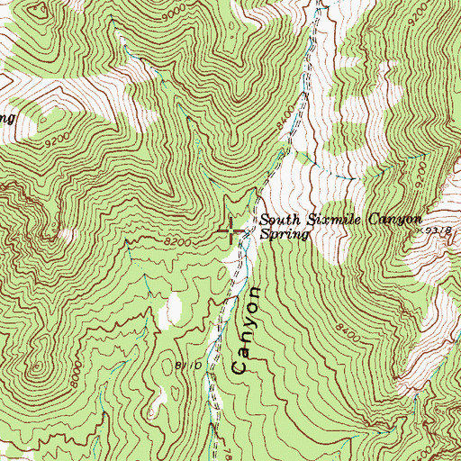 Topographic Map of South Sixmile Canyon Spring, NV