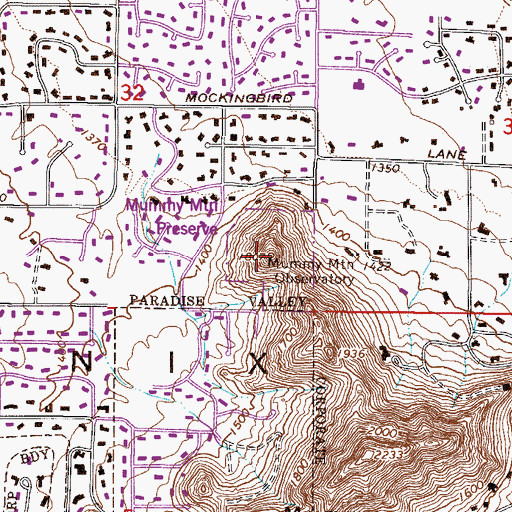 Topographic Map of Mummy Mountain Observatory, AZ