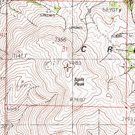 Topographic Map of Split Peak, NV