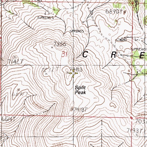 Topographic Map of Split Peak, NV