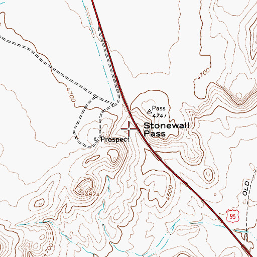 Topographic Map of Stonewall Pass, NV