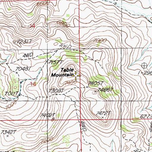 Topographic Map of Table Mountain, NV