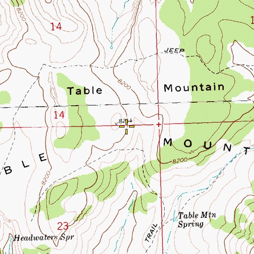 Topographic Map of Table Mountain, NV