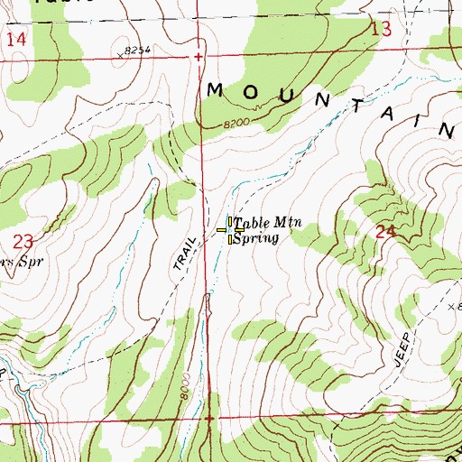 Topographic Map of Table Mountain Spring, NV