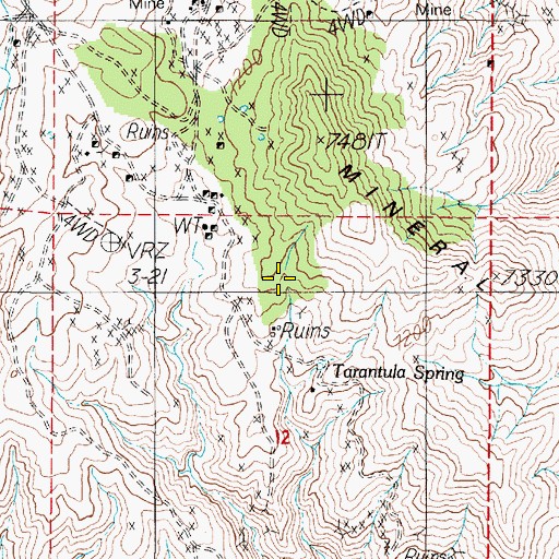 Topographic Map of Tarantula Spring, NV