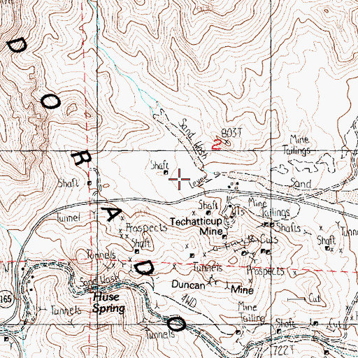 Topographic Map of Techatticup Mine, NV