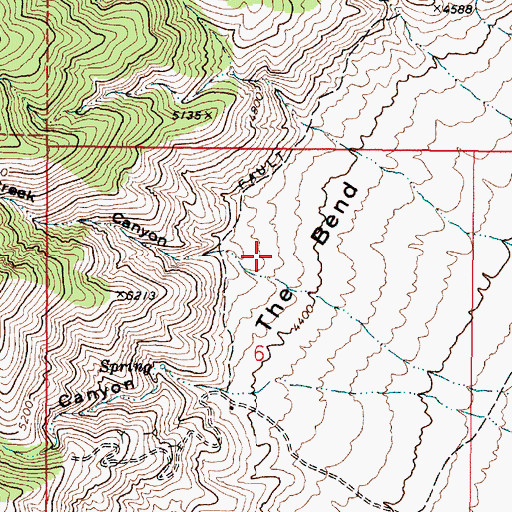 Topographic Map of The Bend, NV