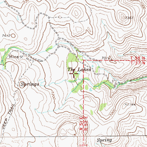 Topographic Map of The Lakes, NV