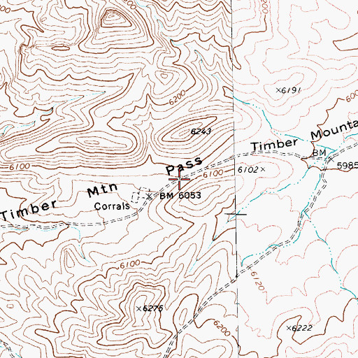 Topographic Map of Timber Mountain Pass, NV