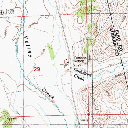 Topographic Map of Tomera Ranch, NV