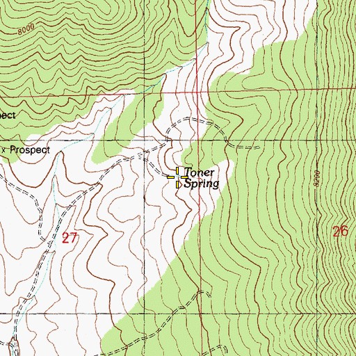 Topographic Map of Toner Spring, NV