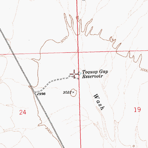 Topographic Map of Toquop Gap Reservoir, NV