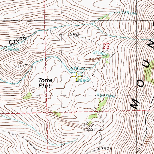 Topographic Map of Torre Flat, NV