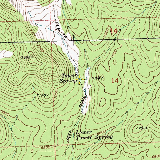 Topographic Map of Tower Spring, NV