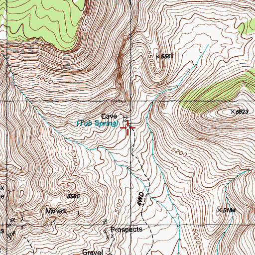 Topographic Map of Tub Spring, NV