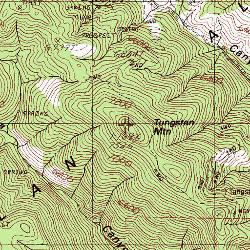 Topographic Map of Tungsten Mountain, NV