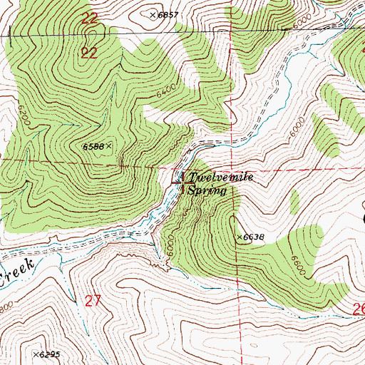 Topographic Map of Twelvemile Spring, NV