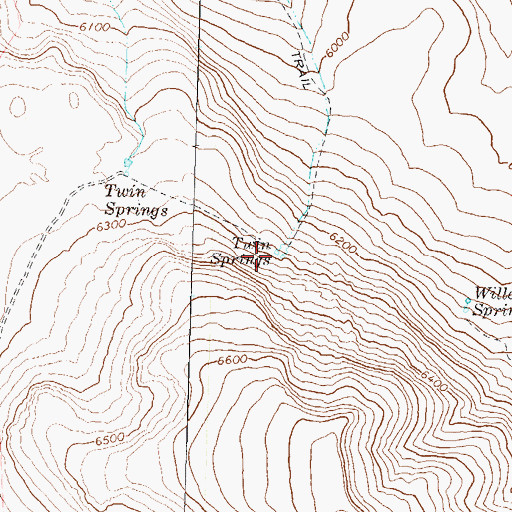 Topographic Map of Twin Springs, NV